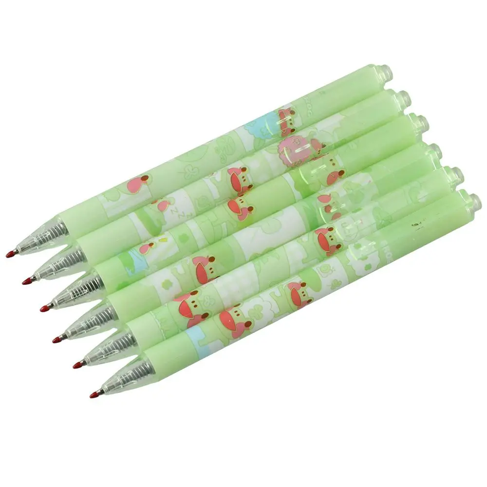 

6 Pcs Portable Plastics Black Cat Gel Pen Green Ink Cartoon Animals Gel Pen Cat Model Pens Office