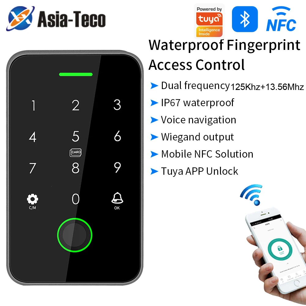 Unterstützt Tuya App Wasserdichtes Tastatur-Zutrittskontrollsystem Bluetooth-Tastatur-Zutrittskontrollgerät 13,56 IC-Karten-Entsperrung