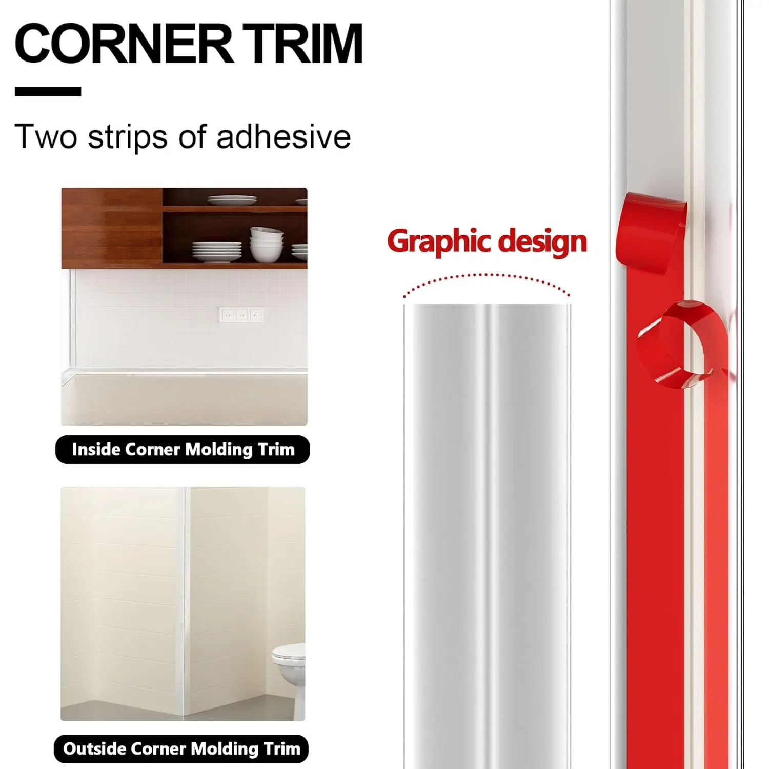 22 Feet Flexible Inside & Outside Corner Trim Molding Peel and Stick Molding 90° External Corner Guards Trim for Tile and Wall