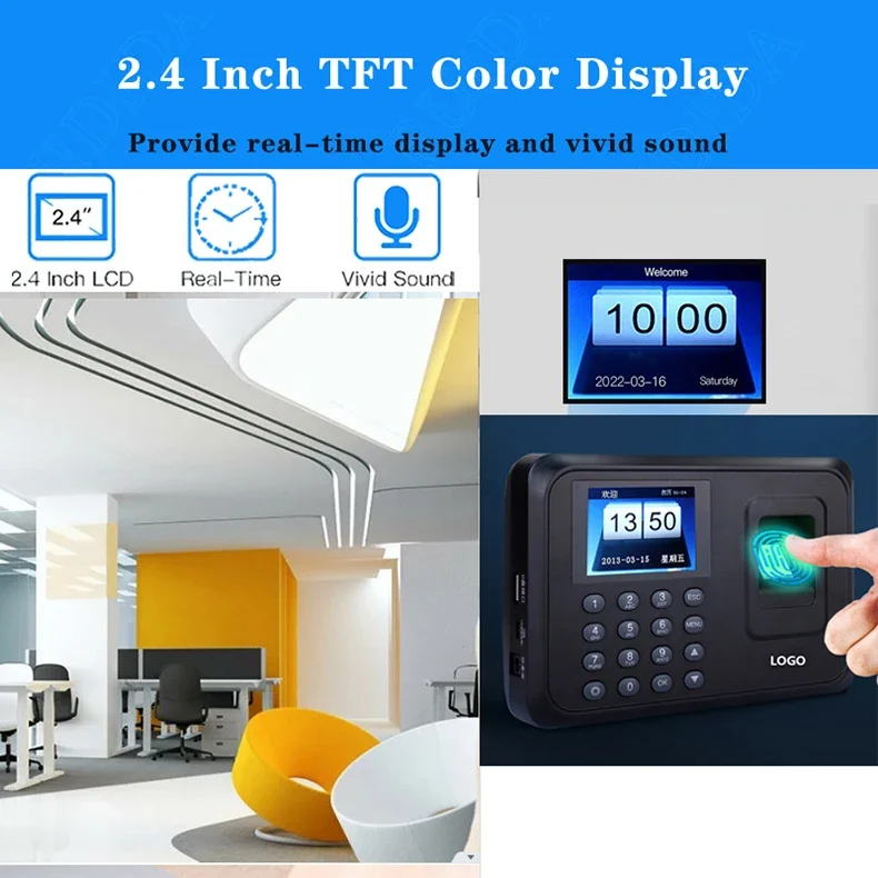 008 001 USB-Standalone-Zeiterfassungsterminal, kostenlose Software, Fingerabdruck-Zeiterfassung, Stechuhr, unterstützt OEM und ODM