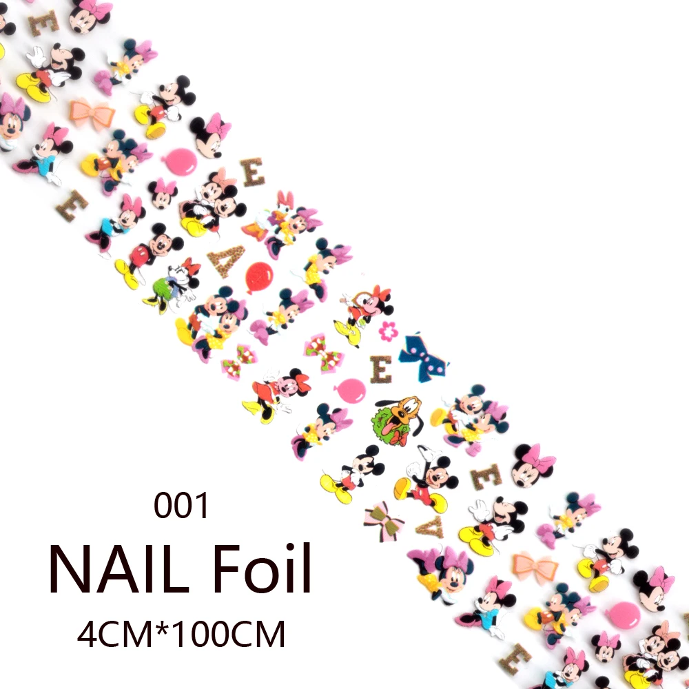 Disney Mickey Brand Designer Nail Art Foil Winnie Snow White Nail Decoration Decals DIY Cartoon Nail Art Stickers 4x100CM 1PCS