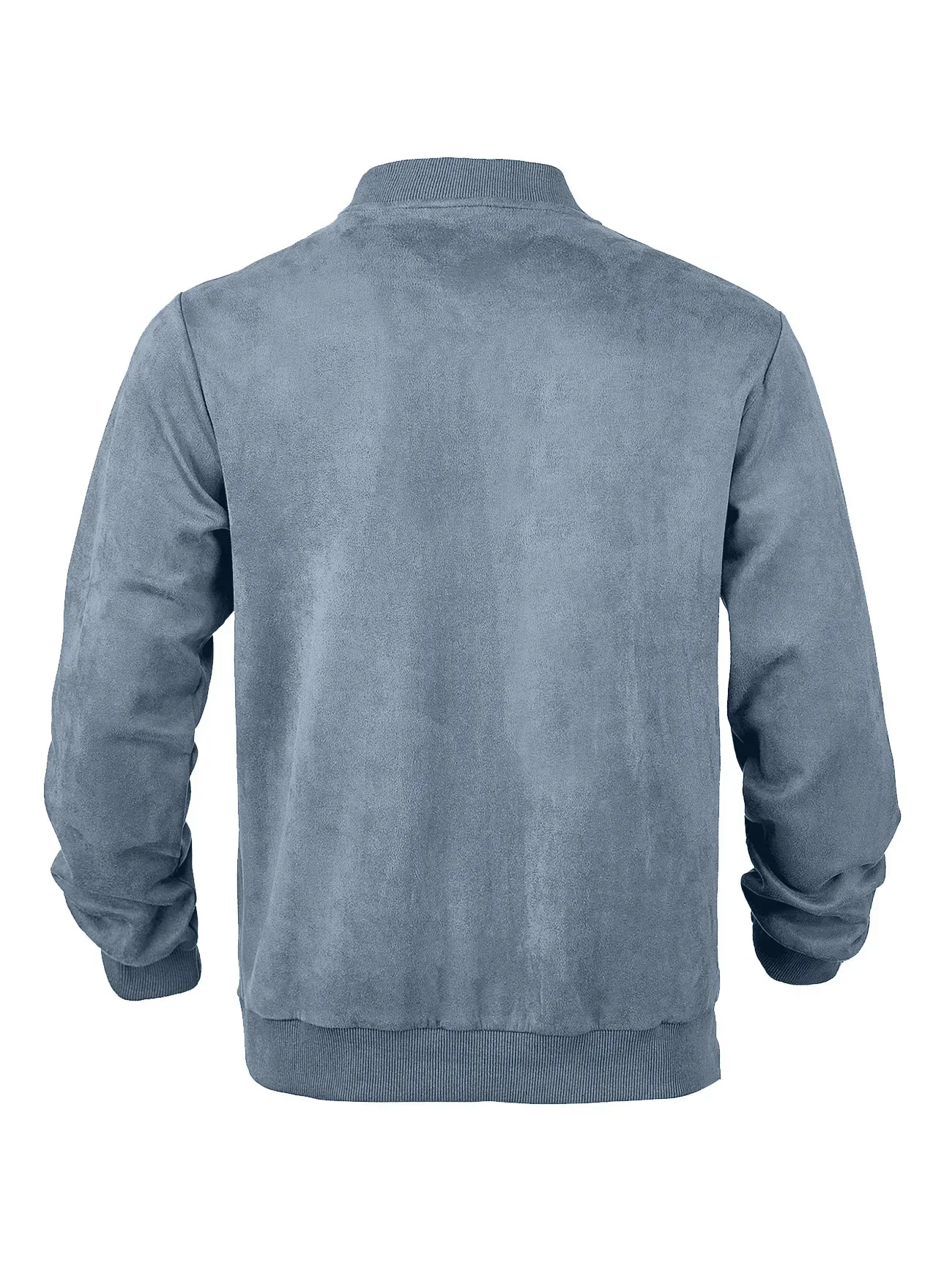 Herren-Wildlederjacke mit durchgehendem Reißverschluss, Stehkragen, lässig, langärmelig, einfarbig, leichte Streetwear-Oberbekleidung – Detail 21