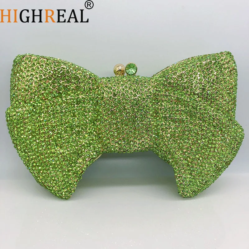 

Bow Crystal Evening Bags Women Classy Sparkling Diamond Metal Clutch Purses And Handbags High Quality Wedding Party