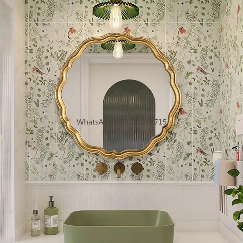

French retro bathroom mirror round sink vanity mirror bathroom wall mirror