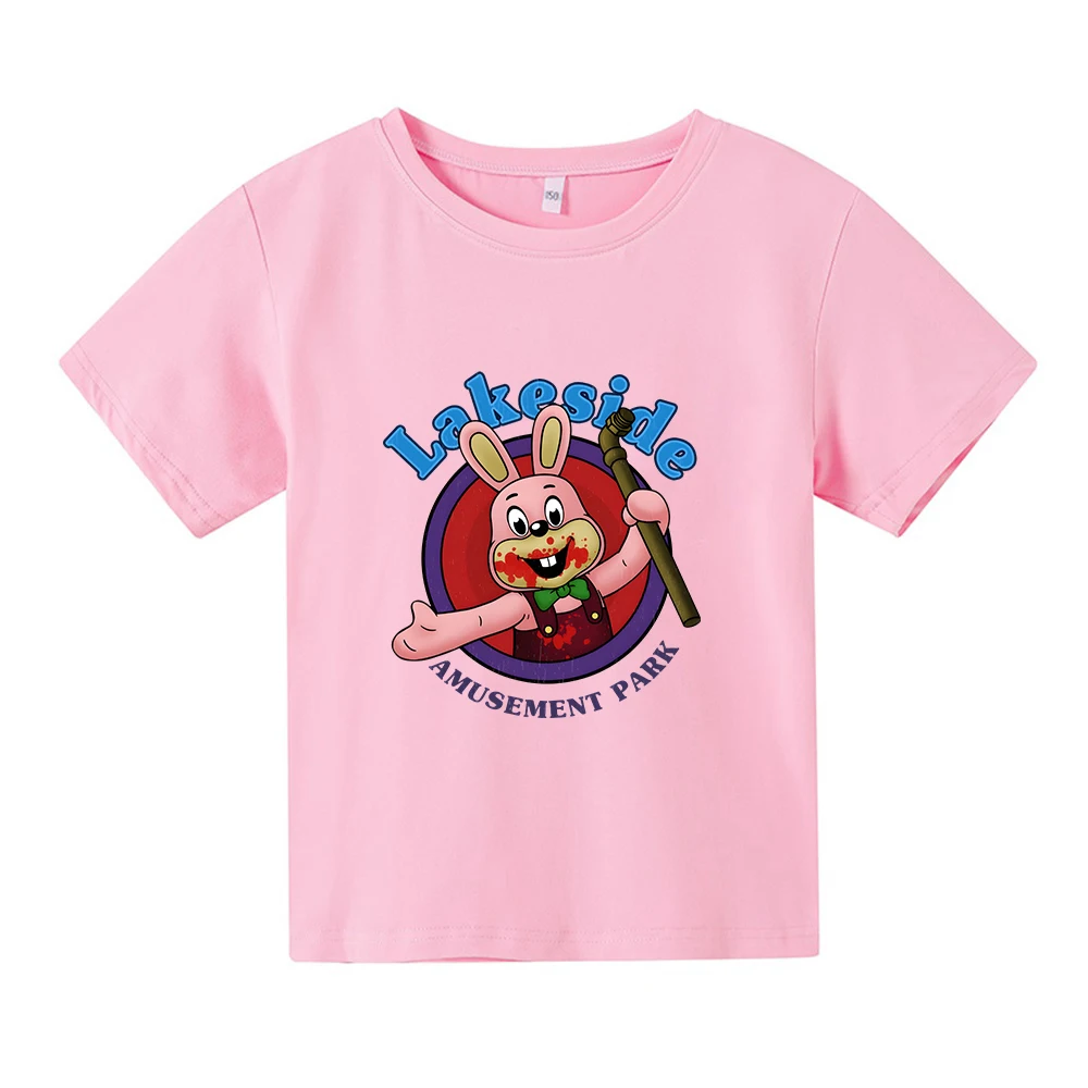 Robbiee Het Konijn Cartoon T-Shirt 100% Katoen Korte Mouw Zomer T-Shirt Hoge Kwaliteit Casual O-hals T-Shirts Jongens En Meisjes