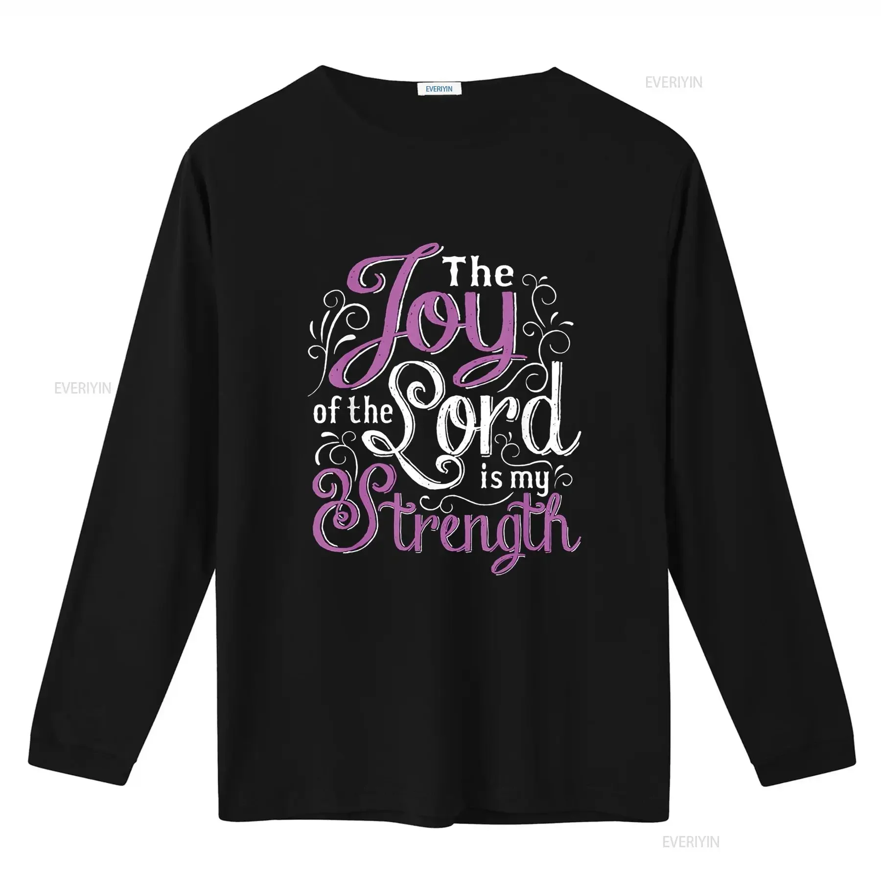 تي شيرت كريستيان كلمات الله فرحة الرب قوي أسود كبير عتيق مغسول للجنسين ملابس يومية جرافيك أوم #3