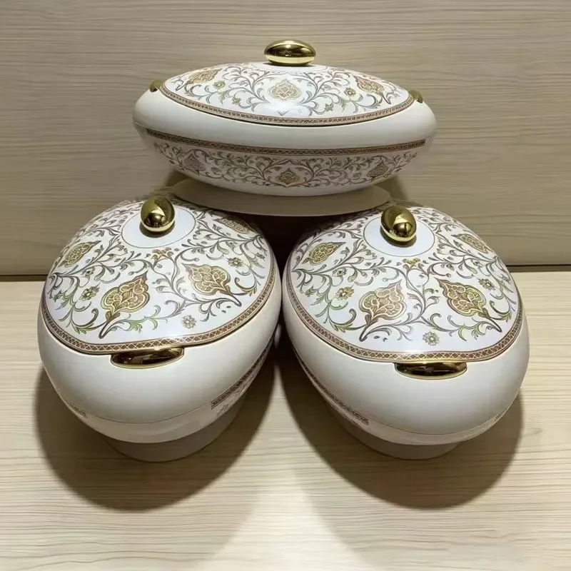 Factory wholesale large three-piece thermal insulation food warmer 4L 5L 6L thermal insulation casserole set, suitable for