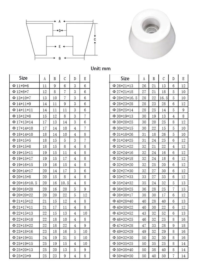 2/4pcs White Cone Rubber Feet Furniture Legs Feet Chair Floor Protector Cushion Non-slip Increase Damping Circular Bumper Pad