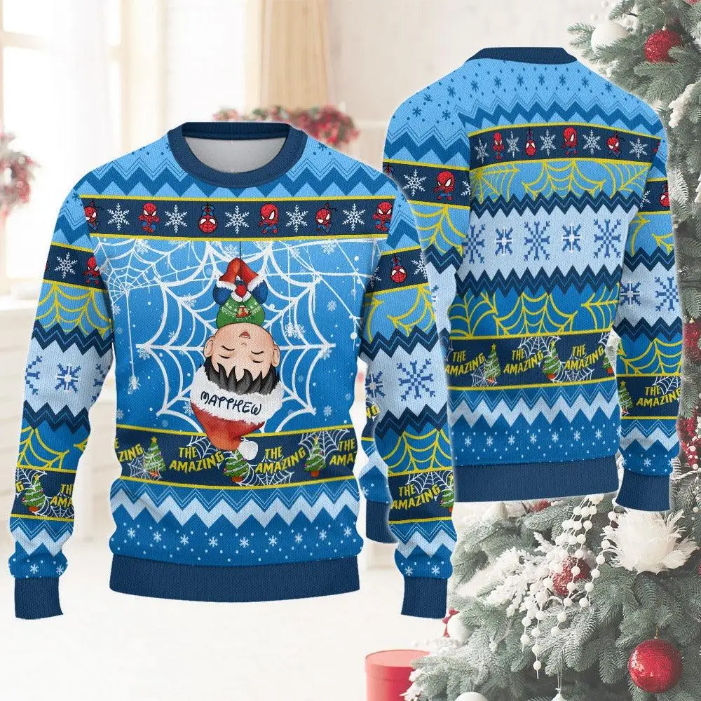 الرجل العنكبوت خارقة الأعجوبة الخيال الرائع عيد الميلاد سترة قبيحة رقيقة لطيف الكرتون Q-نسخة الرجال الخريف/الشتاء سترة #2