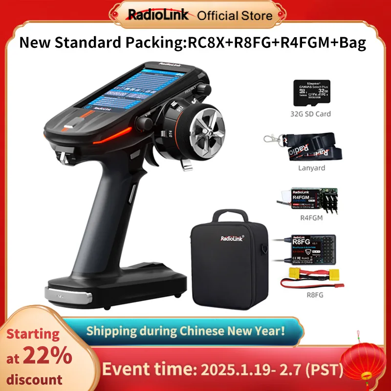 Radiolink RC8X 2.4G 8 Channels RC Radio Transmitter Receiver, Touch Screen FPV Controller for Crawler Drifting Boat Radio link