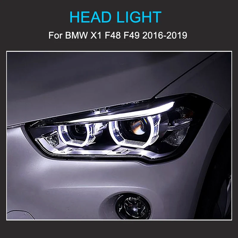 1 Pair LED Head Light Assemly for BMW X1 F48 F49 2016-2019 Plug and Play with Projector Lens LED Day Light Turning Signal