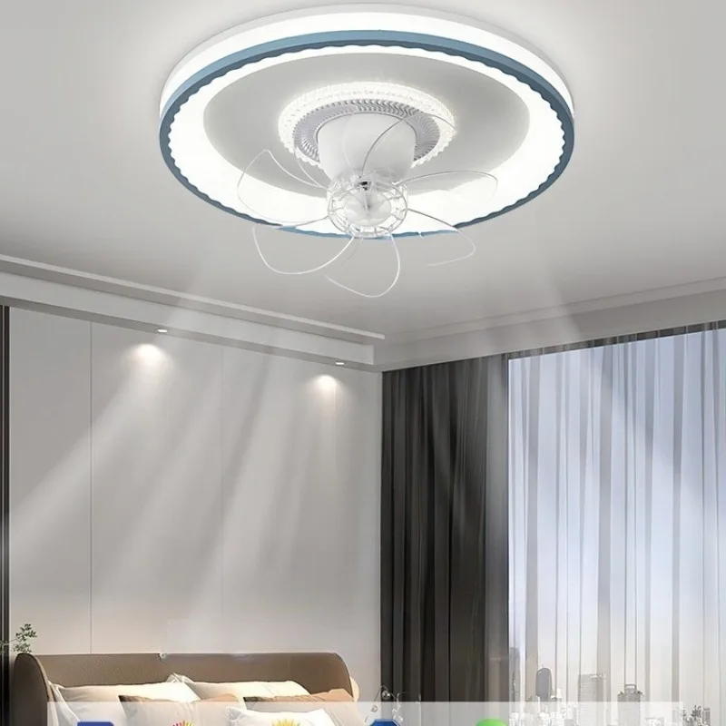 Intelligent Electric Ceiling Fan Lights Mounted 360 Degree Shaking Fan Lamps for Bedroom Dining Living Room Modern Indoor Decor