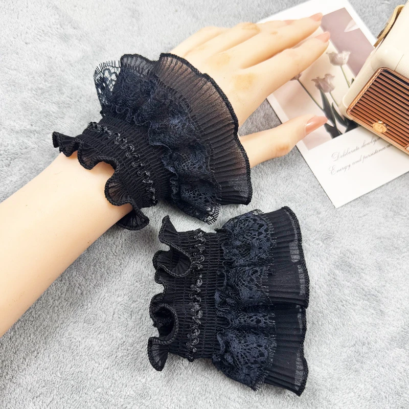 Lace Short Fake Hand Sleeves Girl Sweater Stylish Mesh Flared Decorative Wrist cuffs Elastic Bracelet For Cosplay Wedding Party