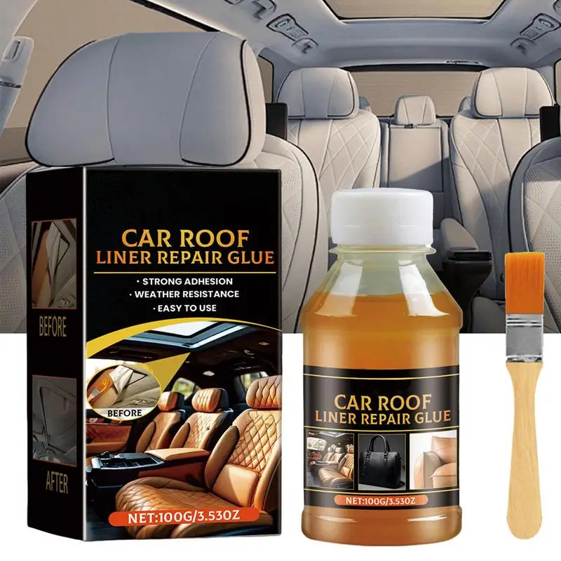 Car Roof Liner Repair Glue With Brush 100ml Fast Dry Strong Fabric Liquid Glue Adhesio Glue Auto Accessories