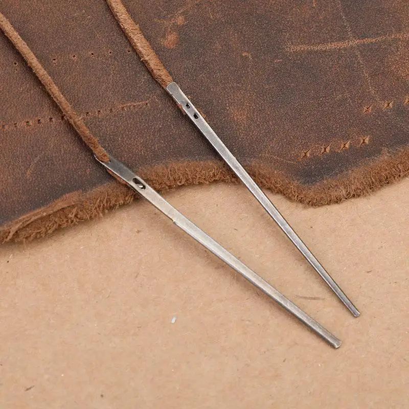 5 Piece Steel Double Hole Leather Rope Lace Needles 56mm DIY Leather Sewing Craft Tool Leather Kit Tools Hand Sewing Needles