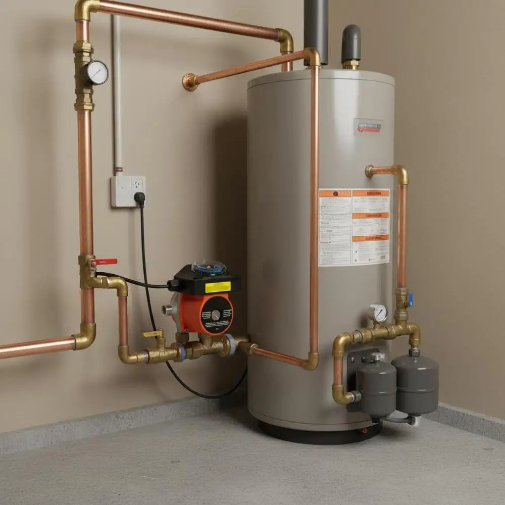 Umwälzpumpe mit Timer, 38 l/min Zirkulationspumpensystem mit sofortiger Zirkulation, 100 W AC 220–240 V, Heizungspumpe mit G3/4 Zoll bis G1/2 Zoll Anschluss, für Heizkessel, Warmwasserbereitung