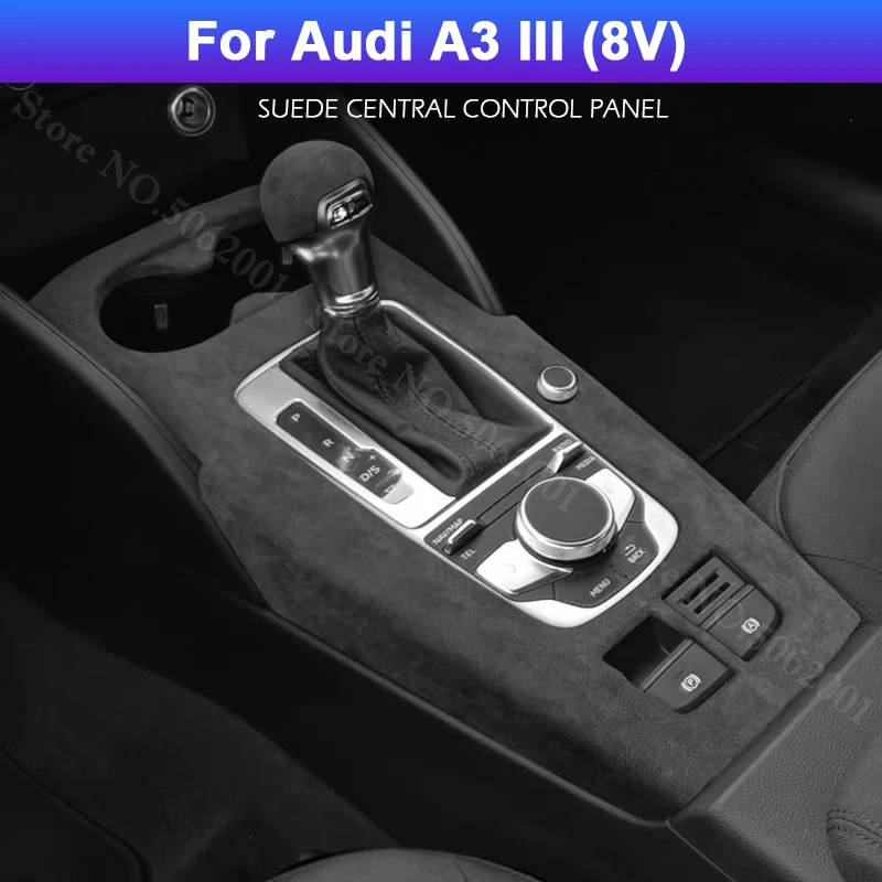 

For Audi A3 8V 2012-2020 Suede Center Console Protector Gear Shift Panel Armrest Storage Box Overlays Anti Scratch Accessories