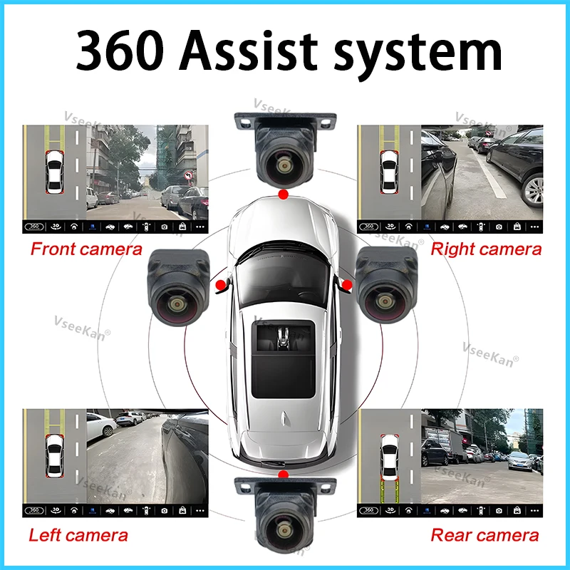 3D 360 Degree Panoramic Camera Rear+Front+Left/Right SON-WDR 8K 1080P AHD For Android Radio 360APP wiht hole opener tool