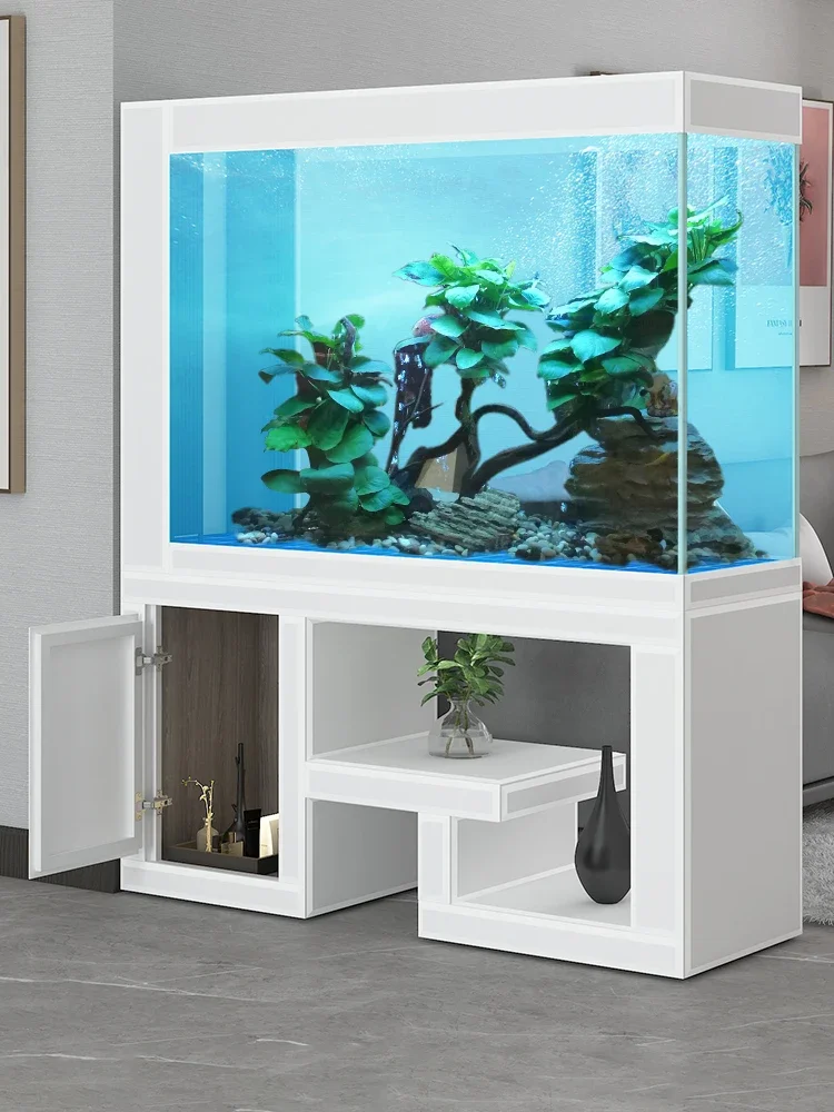 Large floor-to-ceiling household entrance screen partition wall dragon fish tank