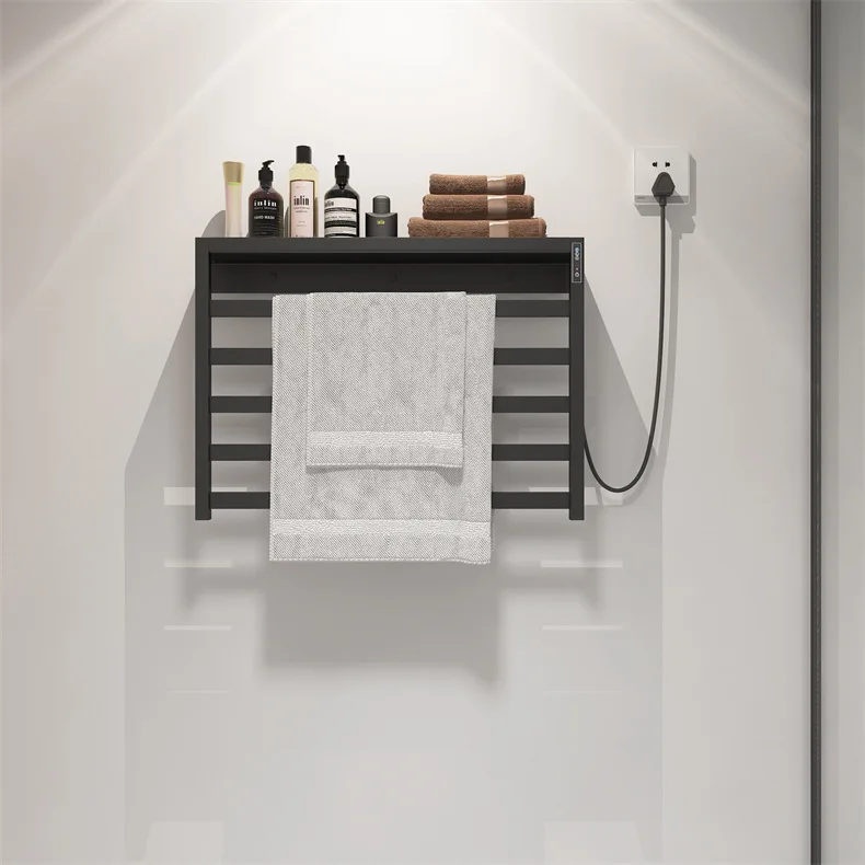 Intelligent electric towel rack without punching installation, multi size carbon fiber bathroom minimalist storage rack