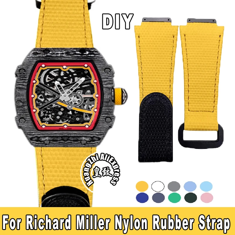 

DIY custom For Richard Miller adhesive FMK strap Mille RM011 RM27 RM030 RM50 Rm52 RM61 RM67 strap VITON nylon pattern bracelet