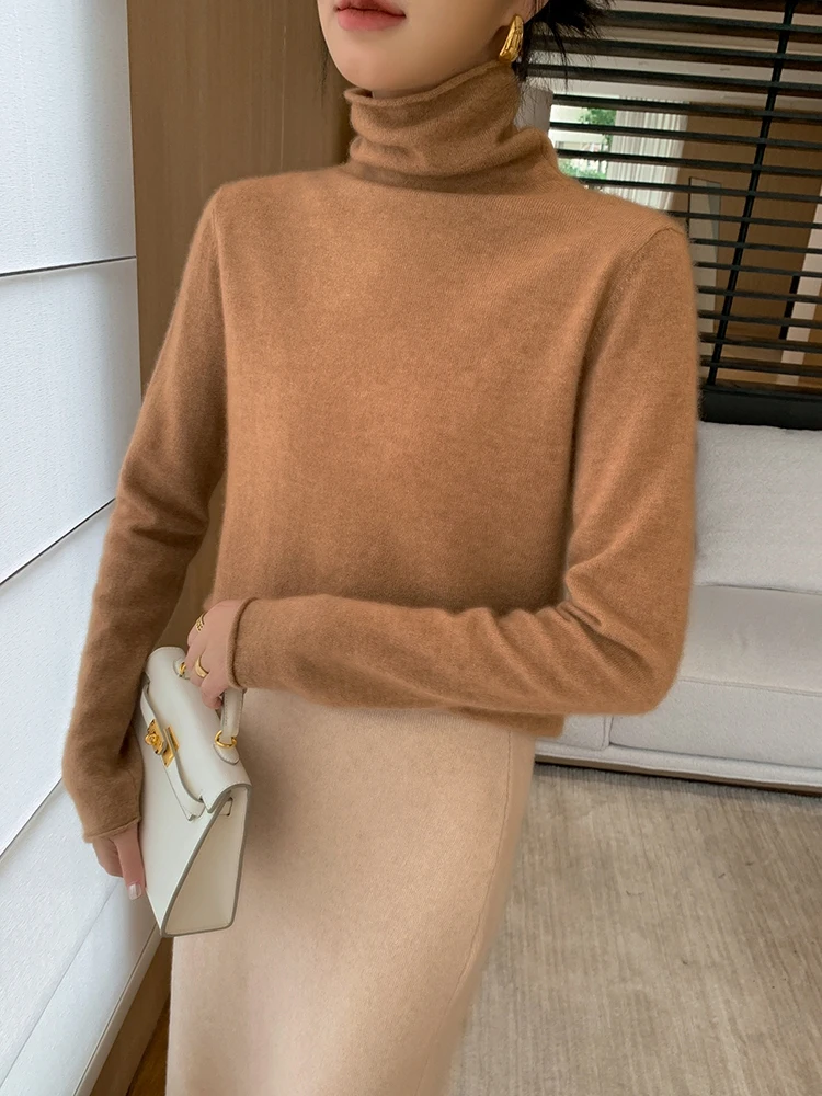 

Choice Women 100% Cashmere Sweater Turtleneck Long Sleeve Pullover Simple Basic Cashmere Knitwear Autumn Winter Soft Warm Tops