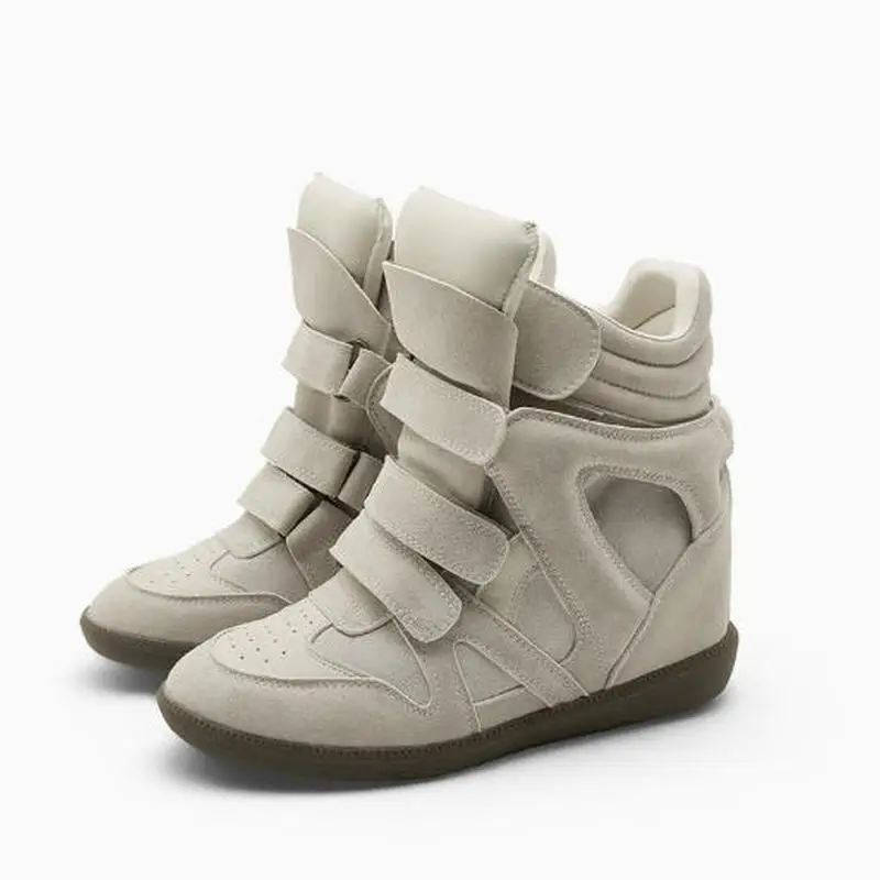 Women High‑Top Hidden Wedge Sneakers 2026 Spring New Red Patchwork Straps Closure Thick Sole Inner Height‑IncreaseF385