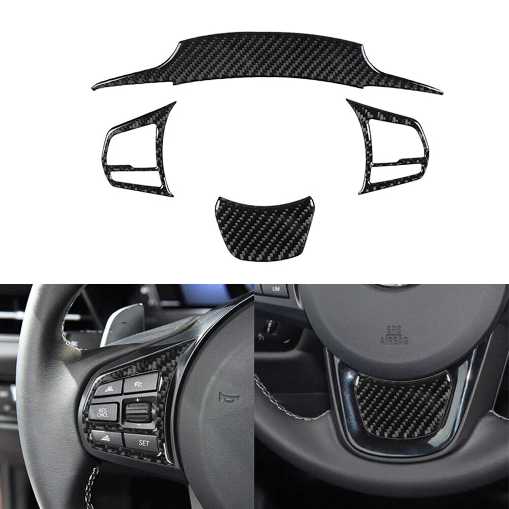 Steering Wheel Trim Steering Wheel Cover Scratch-resistant 4PCS/set Carbon Fiber Dirt-resistant Interior Parts Car
