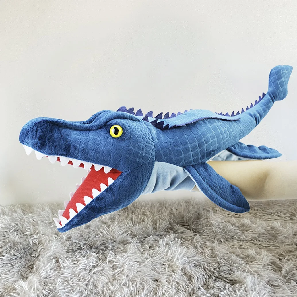 30cm styl dinozaur pacynka na rękę pluszowe zabawki występ w przedszkolu rękawice sterujące ręcznieTriceratops Tyrannosaurus Dilophosaurus