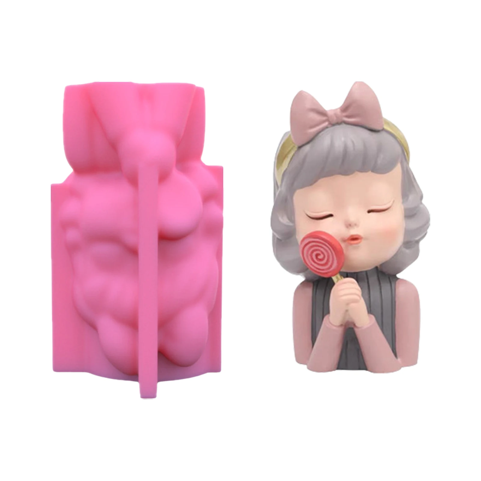 Queen Princess Silicone Mold Head Planter Mold 3D Indoor Succulent Flower Pot Resin Vase Mold Lollipop Girl Aromatherapy Mold