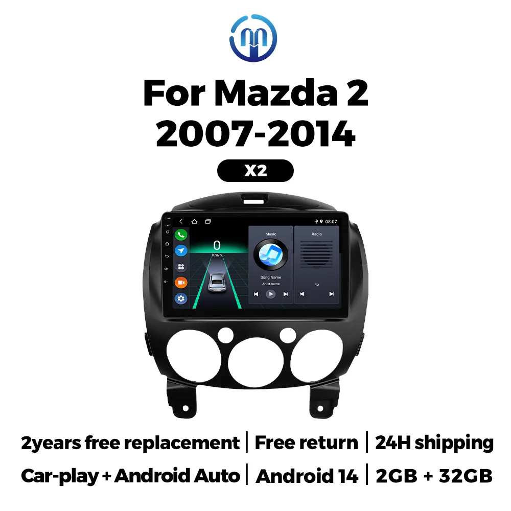 Car Android Radio For MAZDA 2 Mazda2 2007 2008 2009 2010 2011 2012 2013 2014 Multimedia Player GPS 2din Autoradio Carplay Stereo
