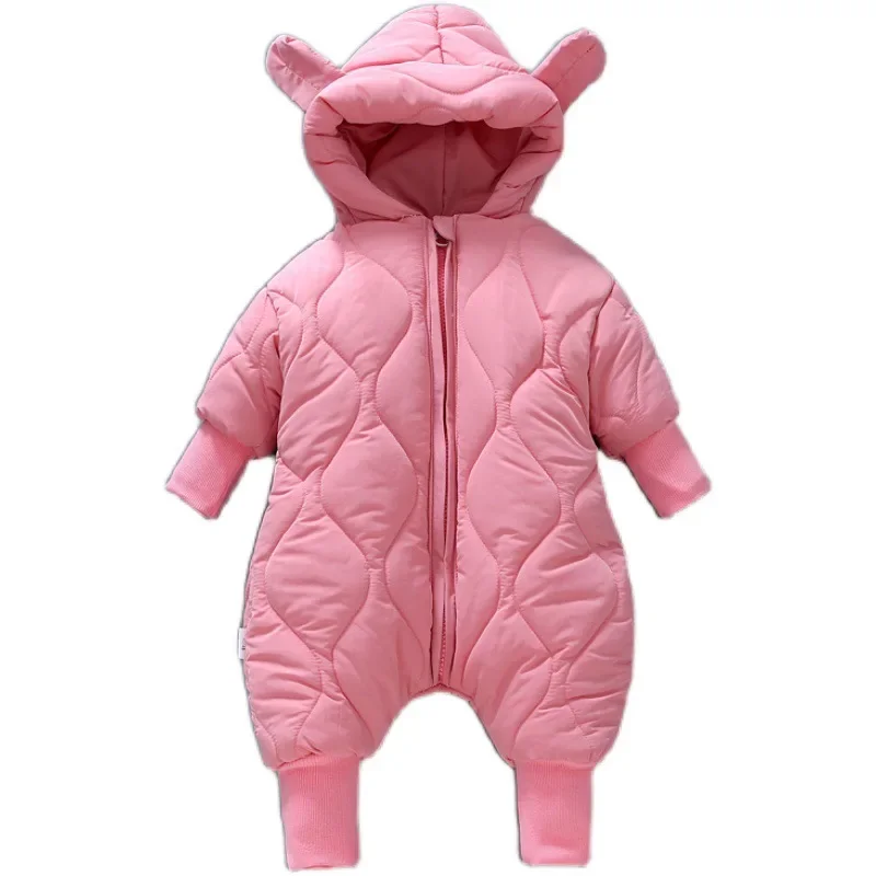 Infant Baby Jumpsuit Cotton-Padded Clothes Boys Girls Winter Padded Cotton Out Romper  Children Fashion Hooded Pajamas