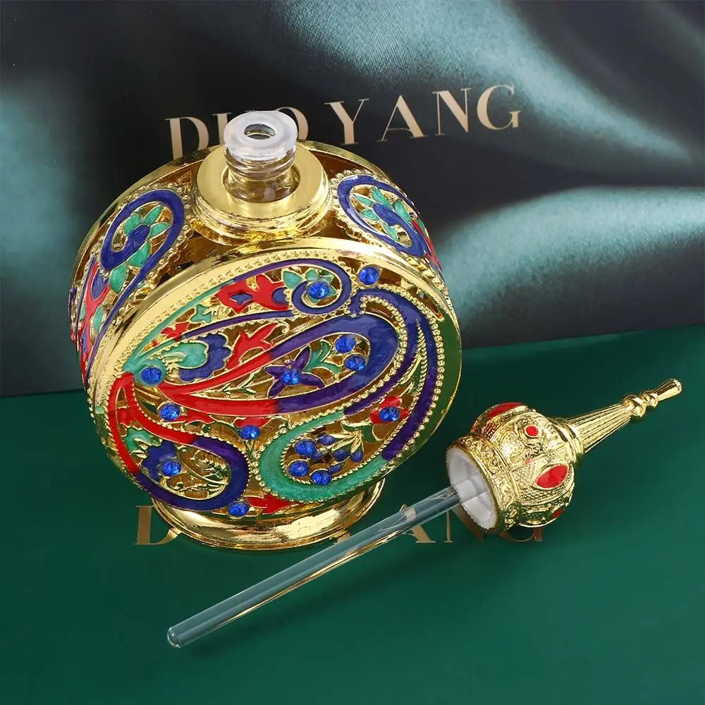 Botellas de Metal Estilo Árabe Antiguo para Aceites Esenciales, Botellas con Gotero para Bodas del Medio Oriente, Botellas Recargables