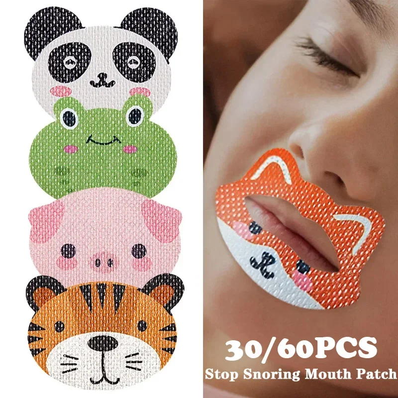 

30/60 шт., наклейки с героями мультфильмов против храпа для детей, коррекция дыхания с закрытым ртом, пластырь для губ, милый затрянный ортез, лента