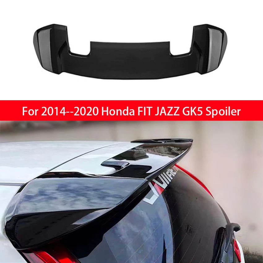

For 2014--2020 Honda FIT JAZZ GK5 Spoiler With LED Lights Car Rear Wing Primer Color Rear Spoiler Exterior Tuning Accessories