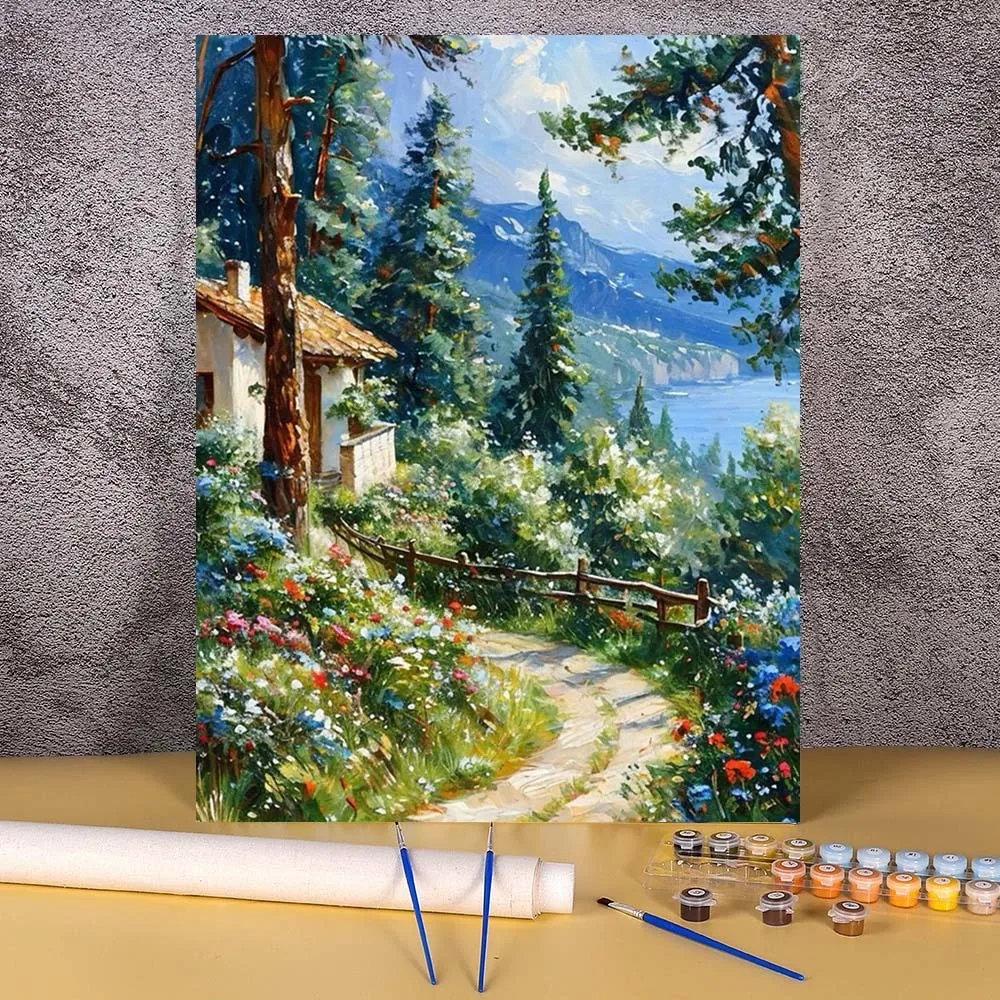 30x40 سنتيمتر الطلاء بواسطة أرقام على قماش اللوحة مع أرقام الغابات منزل النفط رسمت باليد Diy بها بنفسك هدية فريدة من نوعها الديكورات المنزلية جدار الفن