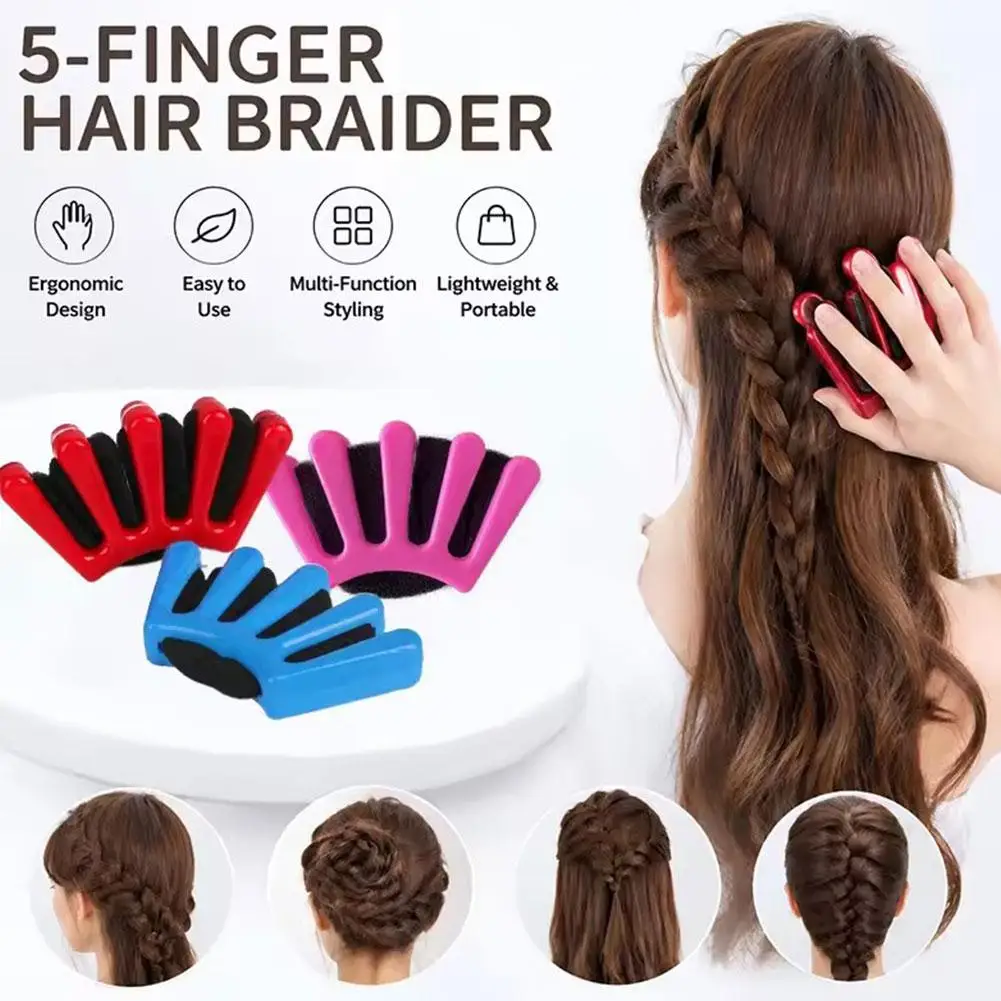 Five Finger Sponge Hair Braider Twist Styling Braid Tool Holder Clip DIY Wave Curly Twist Styling 5-Finger Hair Braiding Tool