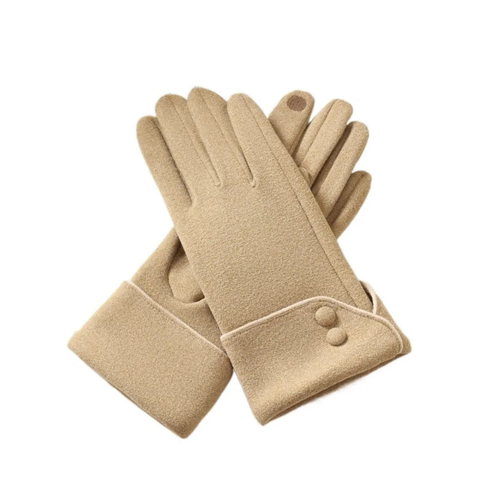 

Винтажные утолщенные женские замшевые перчатки с длинными пальцами, ветрозащитные перчатки с сенсорным экраном, сохраняющие тепло, зимние варежки, спортивные