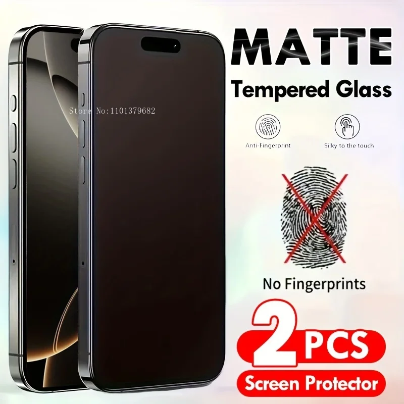 2Packs Matte Tempered Glass Screen Protector for iPhone 11 12 13 Pro Mini 14 15 16 Plus Pro Max X XR XS Max Protection Glass