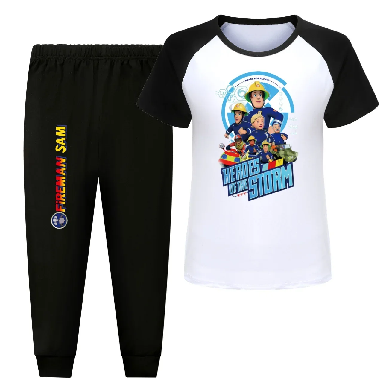 Cartoon FIREMAN SAM Clothes Kids Fire Fighter Sportsuit Baby Boys Summer T-shirts Shorts 2pcs Sets Girls Short Sleeve Pijama Set