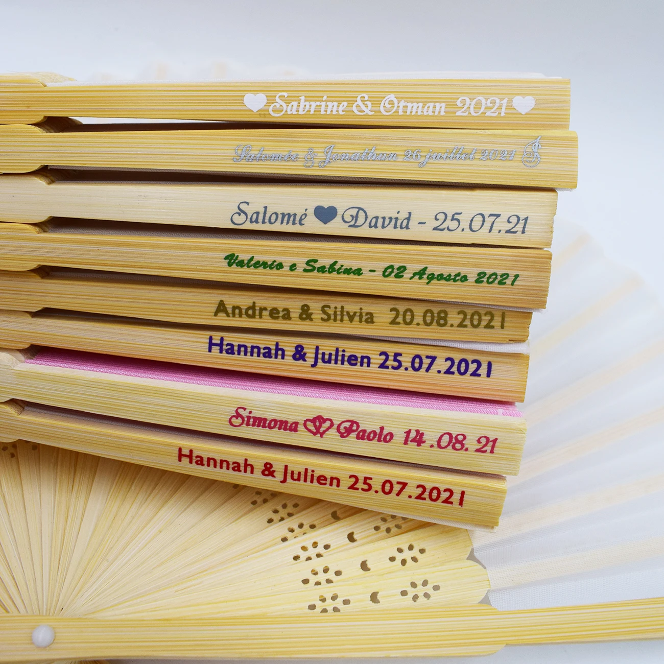 100/80/50Pcs Personalized Bamboo Hand Fan with Gift Box For Wedding Party Customs Birthday Party Gift Folding Fans - Image 5