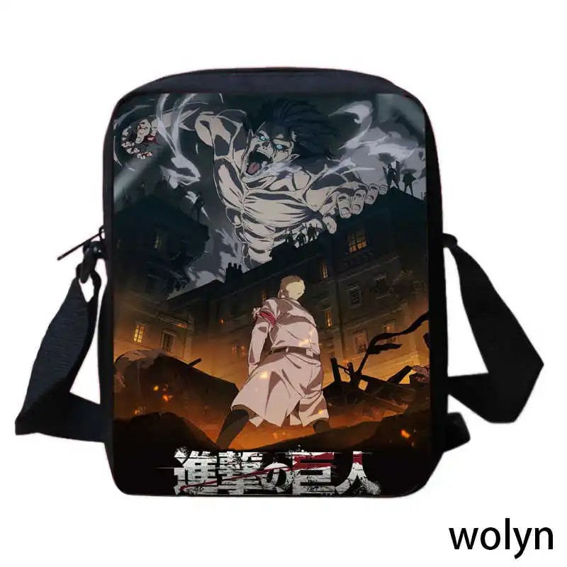 Attack On Anime Titan Shoulder Bags for School, Cartoon School Crossbody Bags, Kids Shopping Bags Satchel for Boys Girls