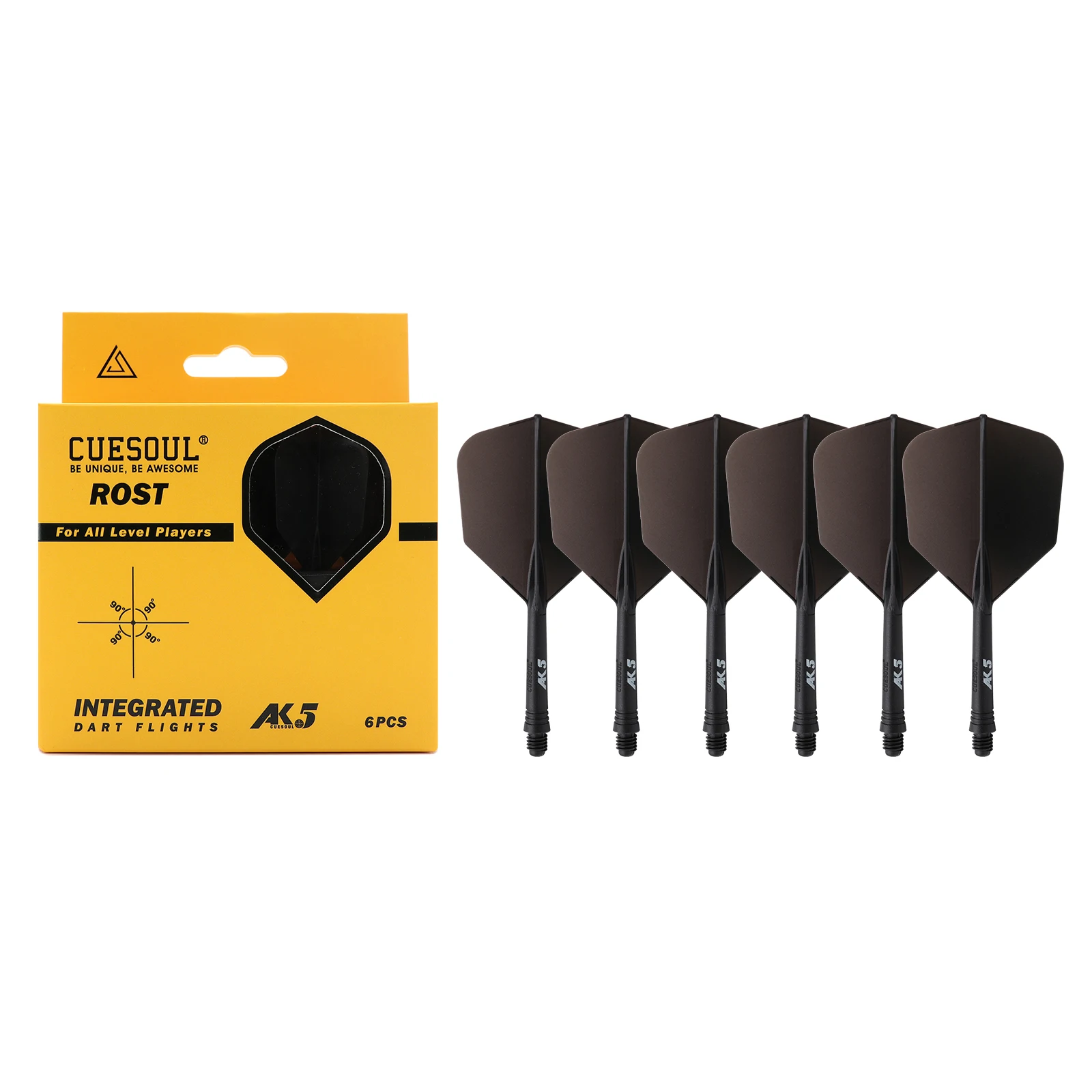 

CUESOUL Integrated Dart Shaft and Flights 6 Pcs Big Wing Shape-Black 28mm