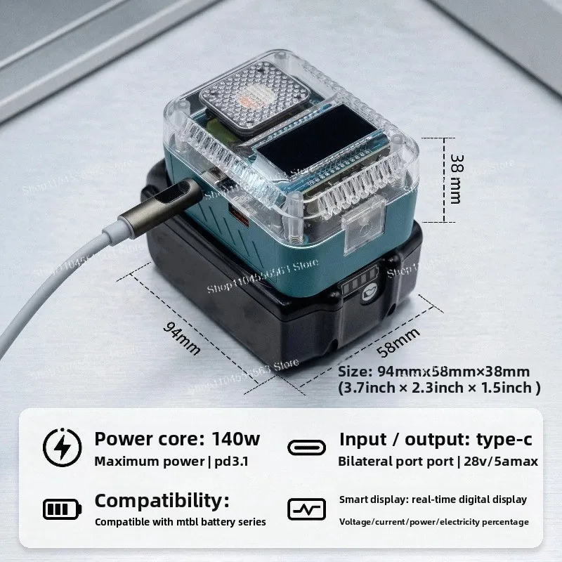 Bidirectional Charge and Discharge 140WPD3.1TYPEC Suitable for Maki ta Lithium Battery Charger Digital Display Adapter 18V