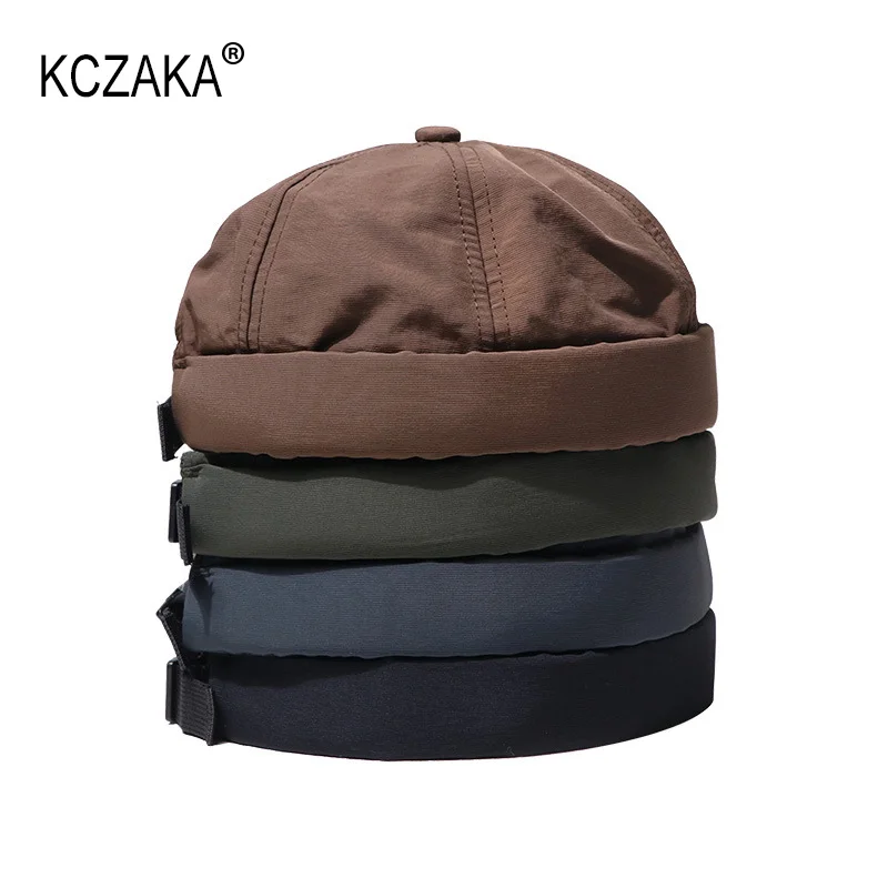 Mens Quick Dry Docker Beanie Cap Summer Breathable Brimless Sailor Fisherman Leon Hat Ultra-thin Landlord Hat Street Skullcap