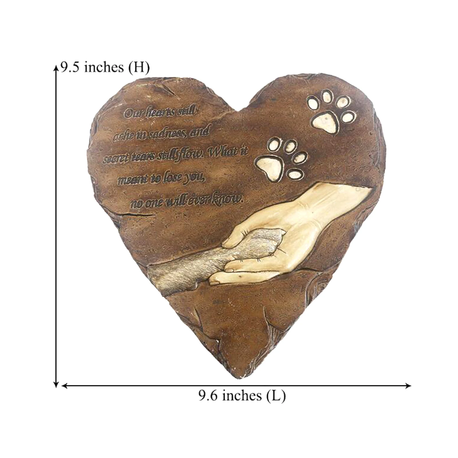 Resin Heart Shaped Pet Memorial Stones Paw Print Cat Dog Garden Grave Markers for Outdoor Patio Backyard Lawn Animals Gravestone