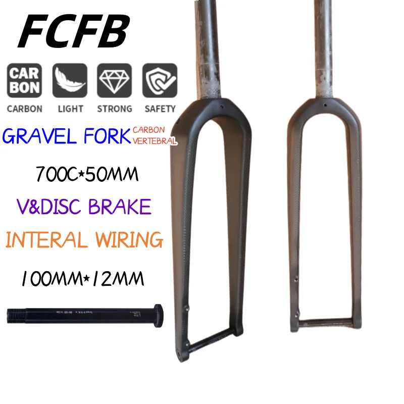 

bike fork carbon fork Gravel Fork Carbon Fiber Road Bicycle Front Fork Barrel Shaft Thru Axle Gravel Bike Fork 700C/27.5ER