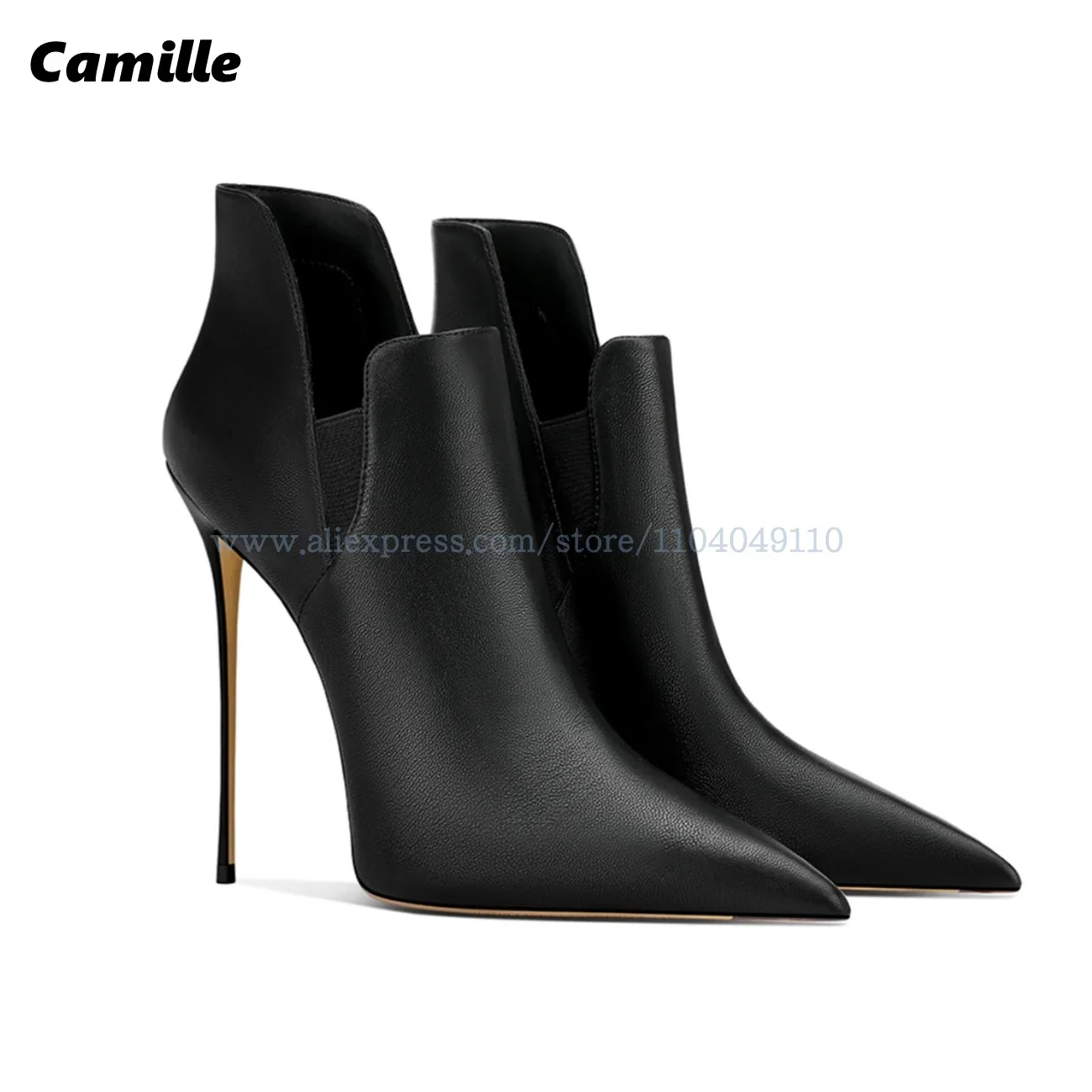

Real Sheepskin High-End Elastic Sleeve Siletto High-Heeled Boots Pointed Toe Sexy Elegant High Heels Classic Concise Work Boots