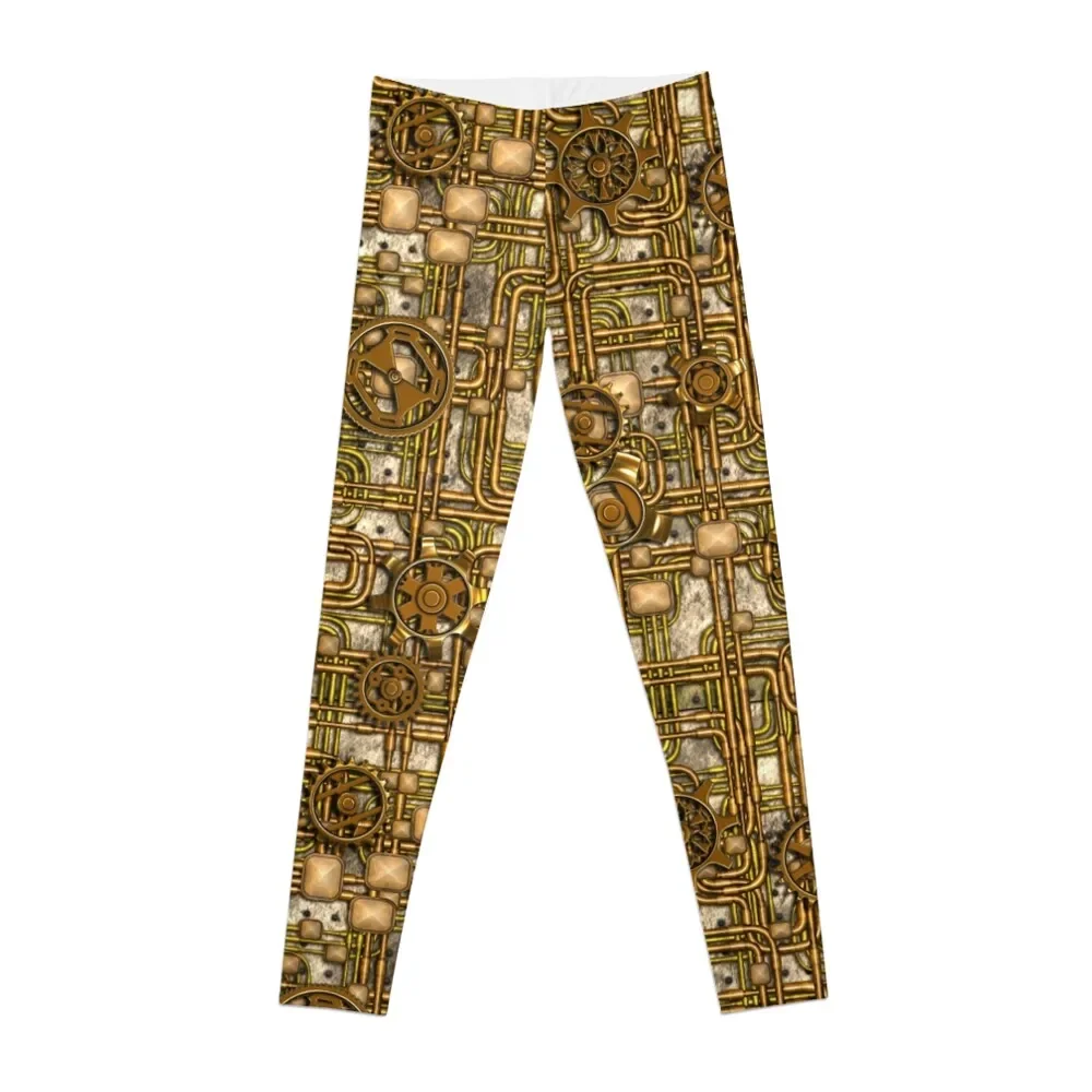 

Steampunk Panel, Gears and Pipes - Brass Leggings legings for fitness flared sporty woman push up Sweatpants Womens Leggings