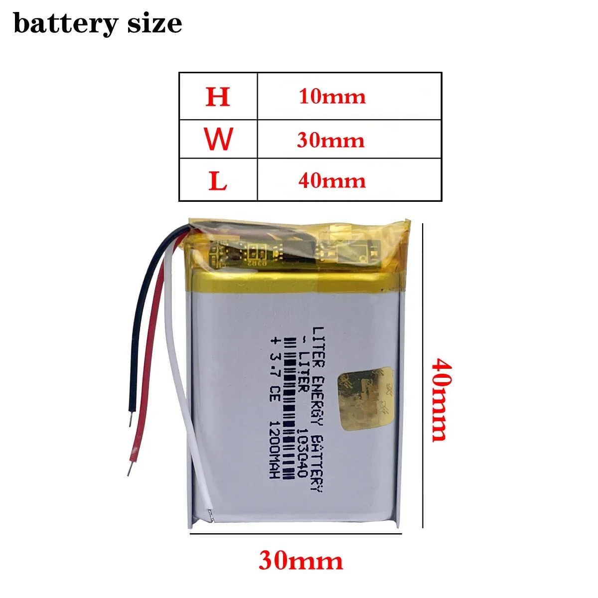 3 라인 봄 품질 3.7 V 배터리, 103040 1200 mAh, 파롤 네비게이션, GPS 일반 배터리